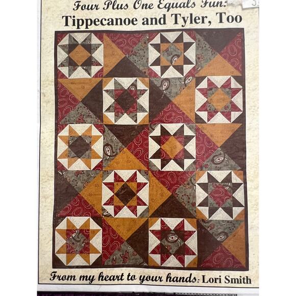 quilt pattern mini quilt Tippecanoe and Tyler, Too 16in x 20in geometric stars - Picture 2 of 3